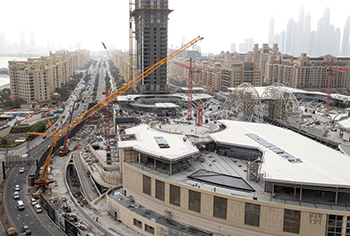 The construction site ... work on Nakheel Mall is more than 85 per cent complete.